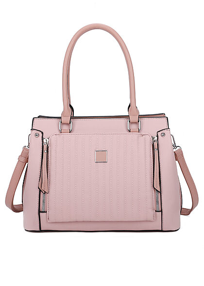 Styleboom Fashion Dames Tas van kunstleer met decoratieve rits roze