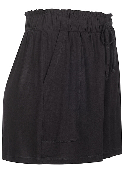 Pieces Dames Korte broek met hoge taille, volant en 2 zakken zwart