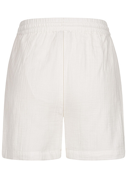 Pieces Dames High Waist Shorts in linnen-look met trekkoordjes wit