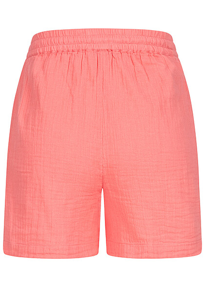 Pieces Dames High Waist Shorts in linnen-look met trekkoordjes roze