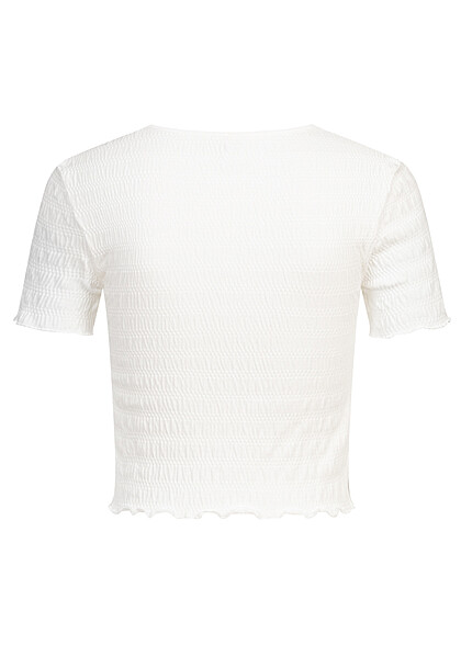 ONLY Dames Crop Shirt met ruches wit