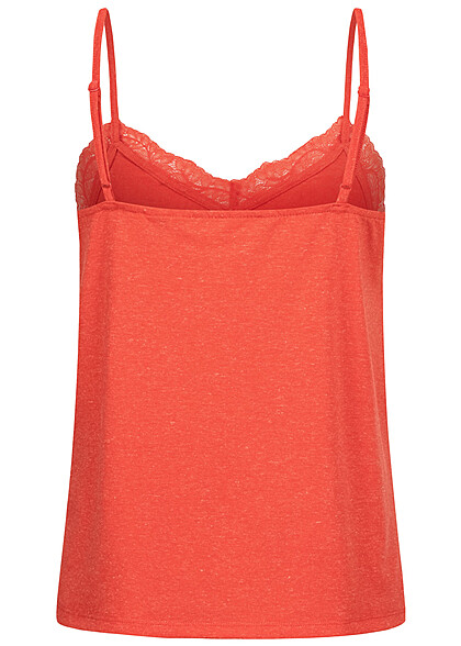 Vero Moda Dames Top met V-hals en kant oranje