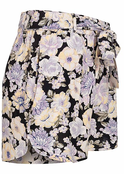 Pieces Dames Korte broek met hoge tailleband en bloemetjesprint paars
