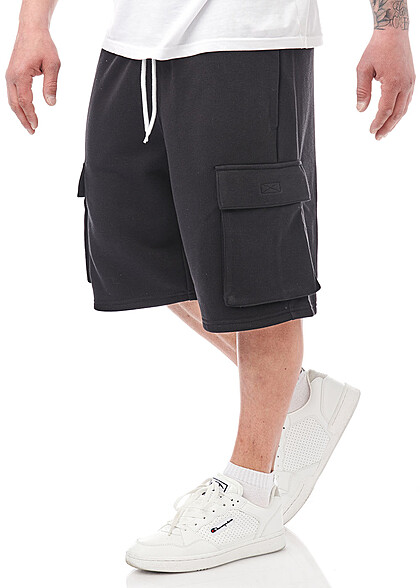 Champion Herren Bermuda Cargo Sweat Shorts mit 4 Taschen schwarz - Art.-Nr.: 22040669