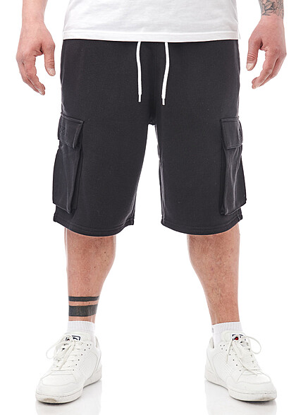 Champion Herren Bermuda Cargo Sweat Shorts mit 4 Taschen schwarz