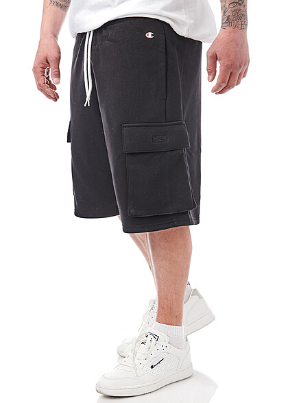 Champion Herren Bermuda Cargo Sweat Shorts mit 4 Taschen schwarz