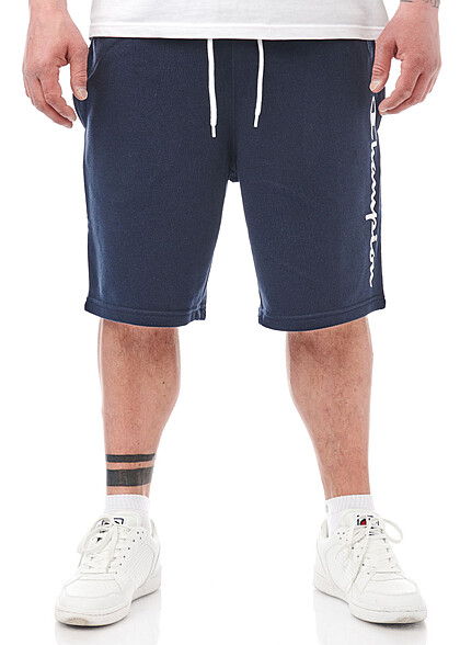 Champion Herren Bermuda Sweat Shorts mit Logo Print 2-Pockets navy blau weiss