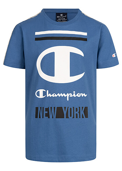 Champion Kids Jungen T-Shirt mit Logo Print New York blau weiss