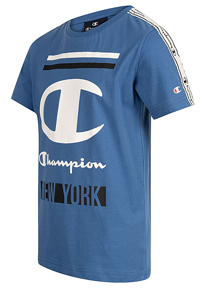 Champion Kids Jungen T-Shirt mit Logo Print New York blau weiss