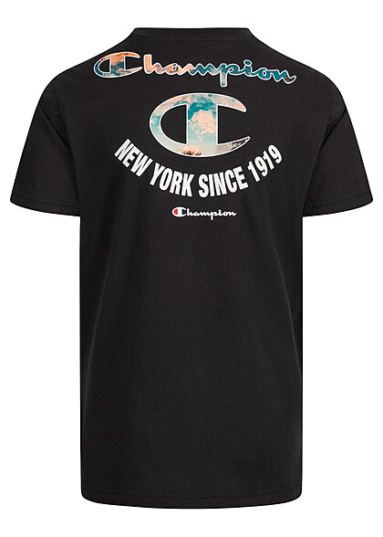 Champion Kids Jongens T-shirt met logo-opdruk New York rug Rochester zwart mc - Art.-Nr.: 22040679