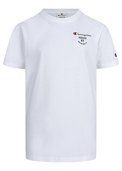 Champion Kids Jungen T-Shirt mit Logo Print New York hinten Rochester weiss mc