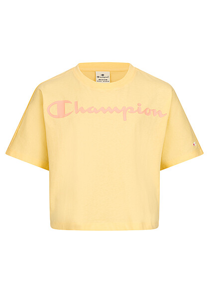 Champion Kids Meisje T-shirt met logo-voorkant opdruk geel roze