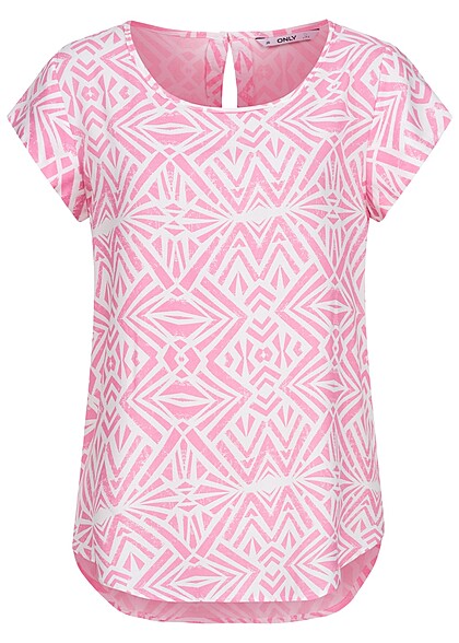 ONLY Dames Viscose Shirt met print roze wit - Art.-Nr.: 22040693