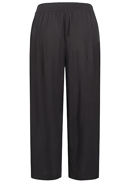 ONLY Dames Korte broek van viscose met wijde pijpen en bindceintuur zwart