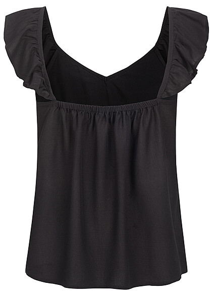 ONLY Dames Viscose Top met V-hals en ruches zwart
