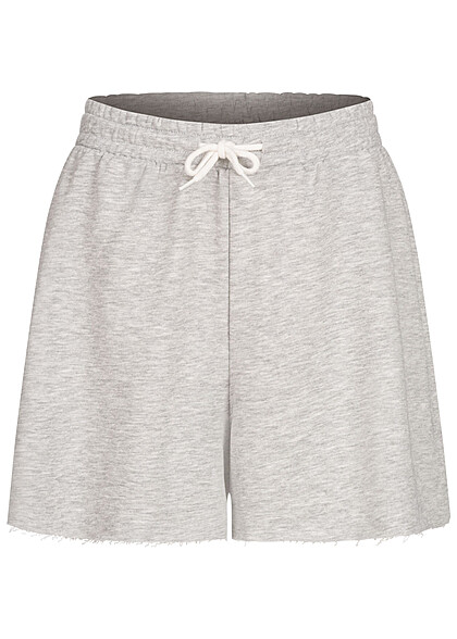 ONLY Dames Sweat Shorts met trekkoordjes lichtgrijs gemleerd