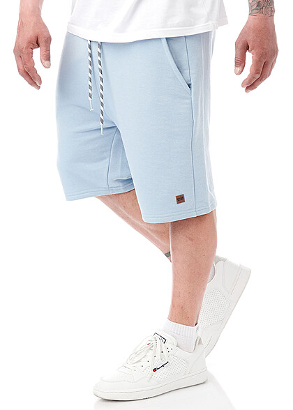Indicode Heren Sweatshort met 3 zakken en trekkoordjes lichtblauw