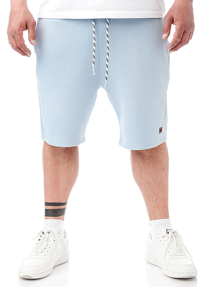 Indicode Heren Sweatshort met 3 zakken en trekkoordjes lichtblauw