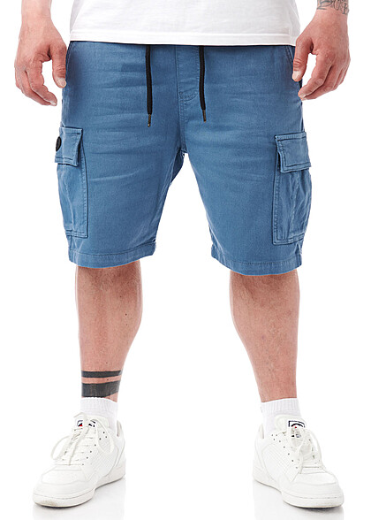 Indicode Heren Cargo Shorts met 6 zakken en trekkoorden blauw