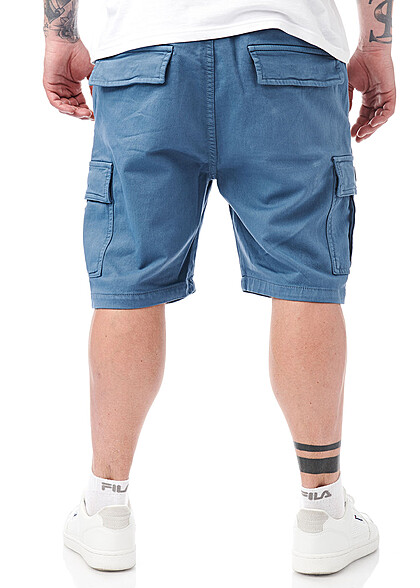 Indicode Heren Cargo Shorts met 6 zakken en trekkoorden blauw