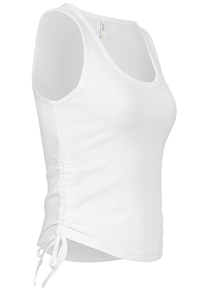 ONLY Dames Tanktop met binddetails en structuurstof wit