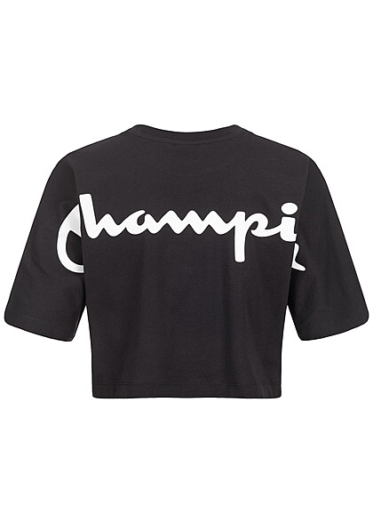 Champion Dames Crop Top met logo-opdruk zwart wit