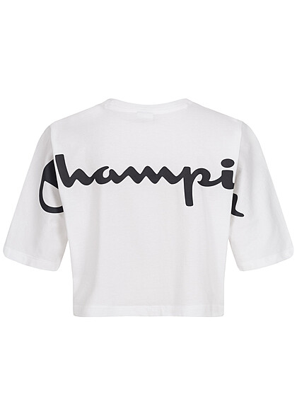 Champion Dames Crop Top met logo-opdruk wit zwart