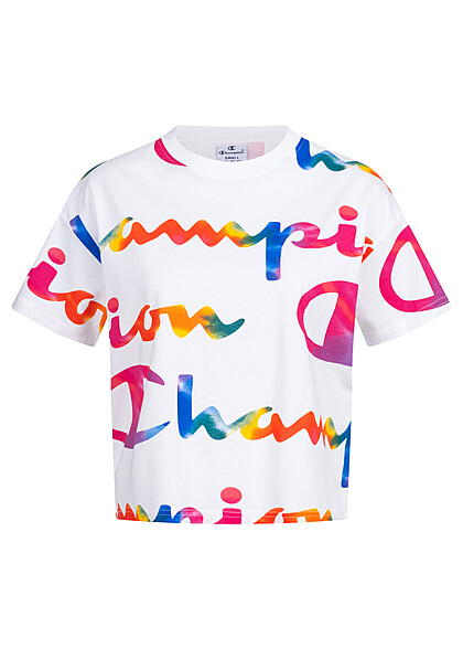 Champion Dames T-Shirt met veelkleurige logoprint wit - Art.-Nr.: 22040777