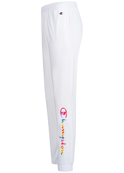 Champion Dames Sweatbroek met multicolor logo-opdruk en 2 zakken wit