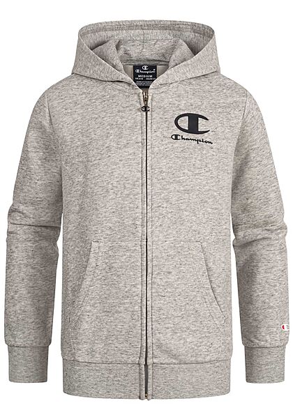 Champion Kids Jongens Hoodie met rits en 2 zakken logo-opdruk grijs
