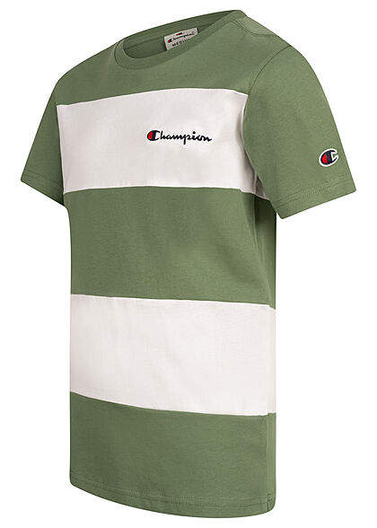 Champion Kids Jongens T-shirt met strepen en logo groen wit