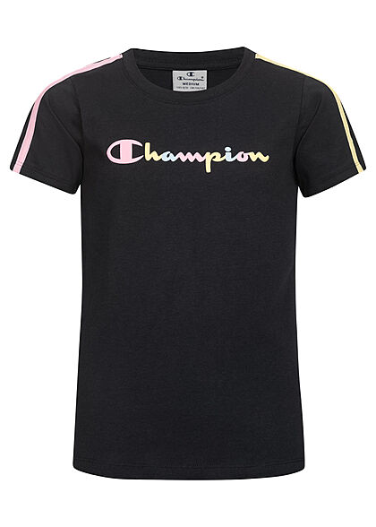 Champion Kids Meisje T-shirt met veelkleurige logo-opdruk zwart