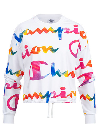 Champion Dames Crop Sweater met logo-opdruk wit multicolor - Art.-Nr.: 22040828