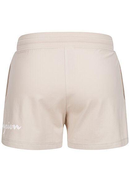 Champion Dames Korte broek met elastische tailleband en logoprint beige wit