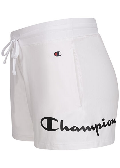 Champion Dames Korte broek met elastische tailleband en logoprint wit zwart
