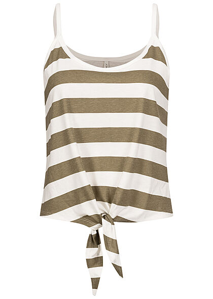 ONLY Dames Topje met knoopdetail en strepen groen wit