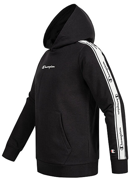Champion Kids Jongens Hoodie met kangoeroezak en logoprint zwart wit