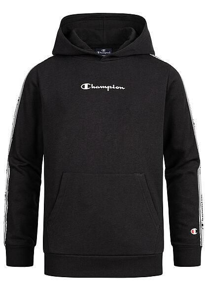 Champion Kids Jongens Hoodie met kangoeroezak en logoprint zwart wit