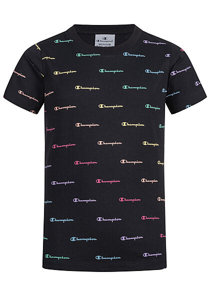 Champion Kids Meisje T-Shirt met all over logo-opdruk zwart multicolor - Art.-Nr.: 22040914