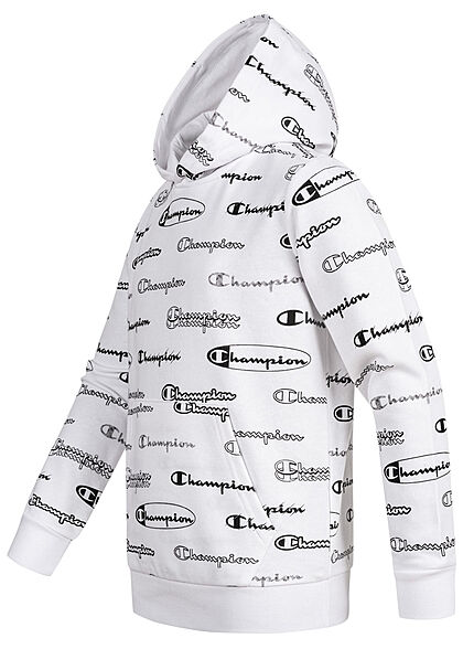 Champion Kids Jongens Hoodie met all over logo-opdruk wit zwart