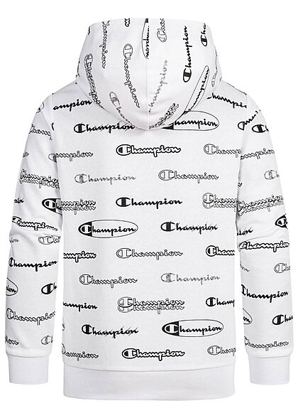 Champion Kids Jongens Hoodie met all over logo-opdruk wit zwart