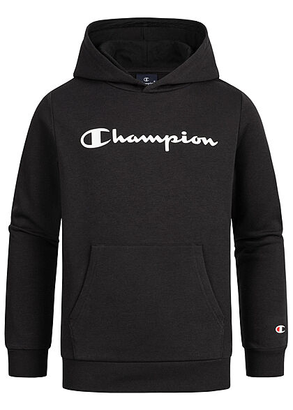 Champion Kids Jongens Hoodie met kangoeroezak en logoprint zwart wit