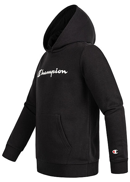 Champion Kids Jongens Hoodie met kangoeroezak en logoprint zwart wit