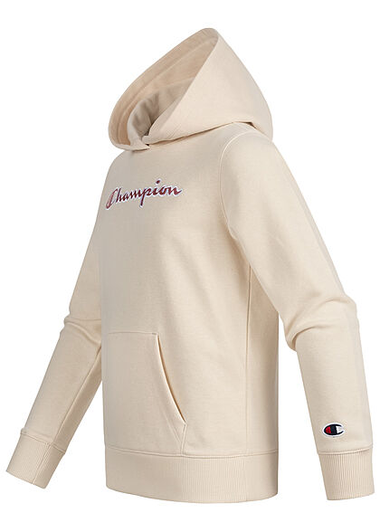 Champion Kids Meisje Hoodie met kangoeroezak en logoborduursel beige