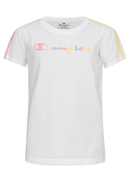 Champion Kids Meisje T-shirt met logoprint wit veelkleurig