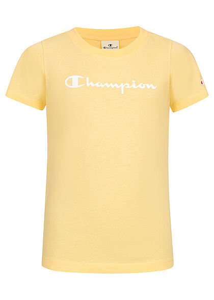 Champion Kids Meisje Basic T-shirt met logo-opdruk geel wit