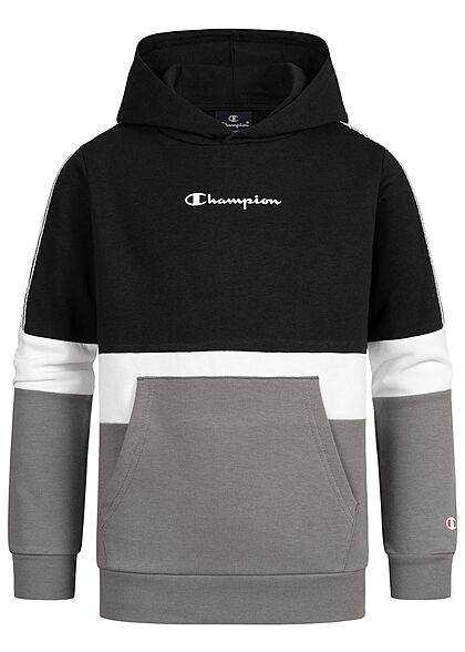 Champion Kids Jongens Hoodie met kangoeroezak zwart wit grijs