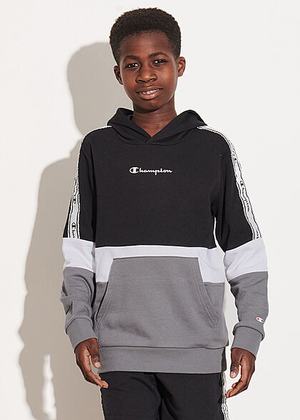 Champion Kids Jongens Hoodie met kangoeroezak zwart wit grijs
