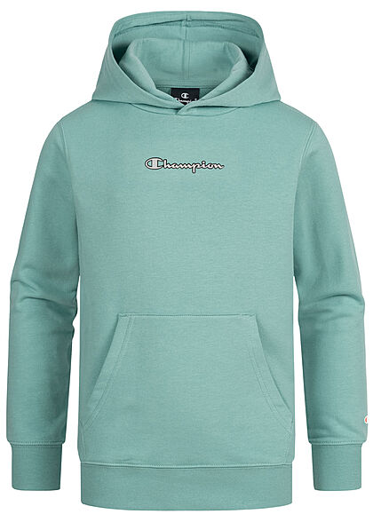 Champion Kids Jongens Hoodie met kangoeroezak en logoprint turkoois