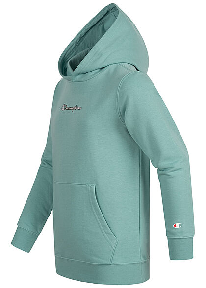 Champion Kids Jongens Hoodie met kangoeroezak en logoprint turkoois